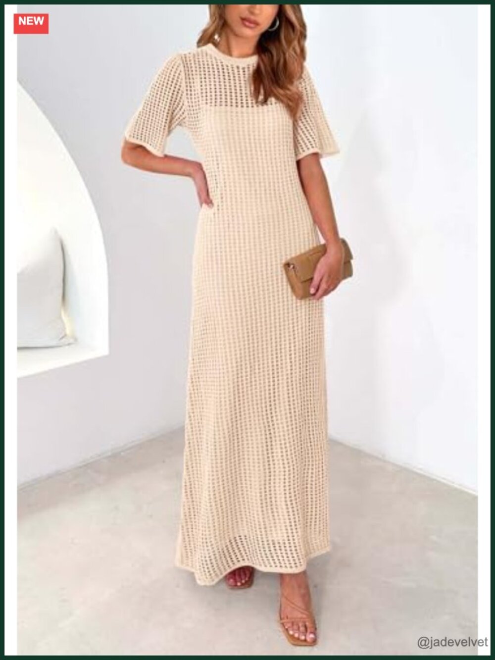 Two Piece Eyelet Cover Up Maxi Dress with Slip Lining - Picture 5 of 6